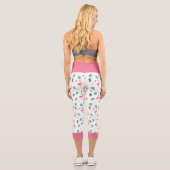 Tropische Blätter Rosa Flamingo bunter Toucan Capri Leggings (Rückseite)