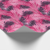 Tropische Blätter rosa Geschenkpapier (Ecke)