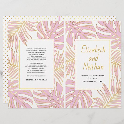 Tropische Blätter Rosa Goldmedaille zweifaches Hoc (Vorne/Hinten)