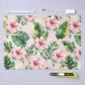 Tropische Blätter Rosa Hibiskus Seidenpapier (Handwerk)