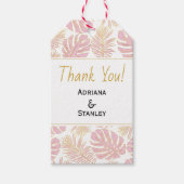 Tropische Blätter Rosa und Gold Hochzeit Vielen Da Geschenkanhänger (Vorderseite)