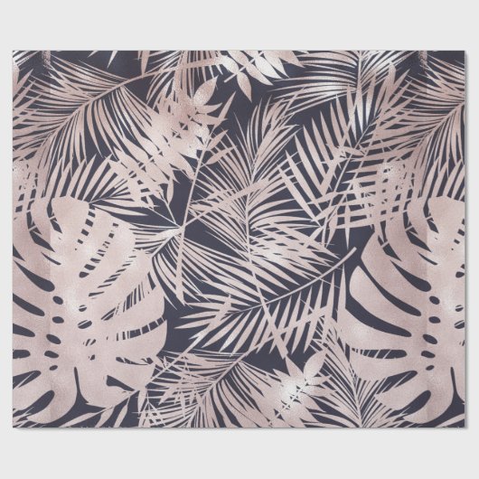 Tropische Blätter Rose Gold Imitate Folie Umschlag Geschenkpapier (Flach)