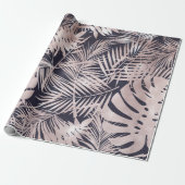 Tropische Blätter Rose Gold Imitate Folie Umschlag Geschenkpapier (Ungerollt)