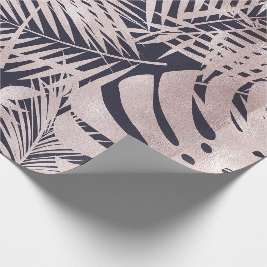 Tropische Blätter Rose Gold Imitate Folie Umschlag Geschenkpapier (Ecke)
