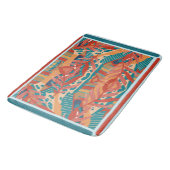 Tropische Blätter Rot, orange Aquamarin Badematte (Schrägansicht)
