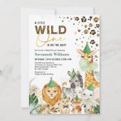 Tropische Blätter Safari Party Animals Kinderdusch Einladung (Vorderseite)