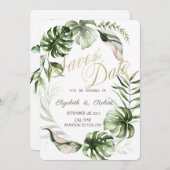 Tropische Blätter Save the Date (Vorne/Hinten)