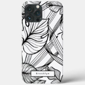 Tropische Blätter Schwarz-Weiß Case-Mate iPhone Hülle (Rückseite)