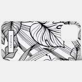 Tropische Blätter Schwarz-Weiß Case-Mate iPhone Hülle (Rückseite (Horizontal))