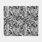 Tropische Blätter Schwarz-Weiß Fleecedecke (Vorderseite (Horizontal))