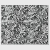 Tropische Blätter Schwarz-Weiß Geschenkpapier (Flach)