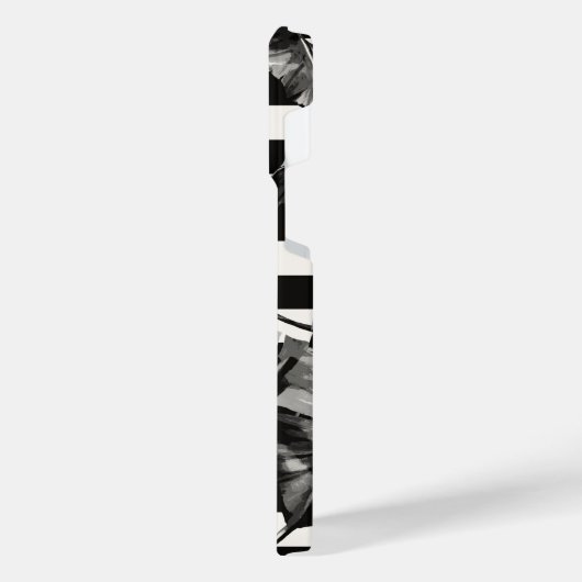 Tropische Blätter Schwarz-Weiß iPhone Hülle (Linke Seite)