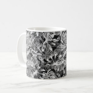 Tropische Blätter Schwarz-Weiß Kaffeetasse