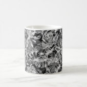 Tropische Blätter Schwarz-Weiß Kaffeetasse (Mittel)
