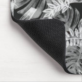 Tropische Blätter Schwarz-Weiß Mousepad (Ecke)