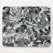 Tropische Blätter Schwarz-Weiß Mousepad (Vorne)