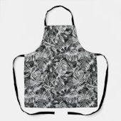 Tropische Blätter Schwarz-Weiß Schürze (Vorderseite)