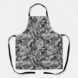 Tropische Blätter Schwarz-Weiß Schürze