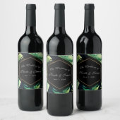 Tropische Blätter Schwarzer, goldfarbener Wein Weinetikett (Flaschen)