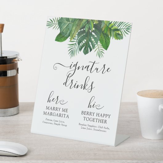 Tropische Blätter Signatur Trinkzeichen Sockelschild (In SItu)