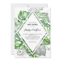 Tropische Blätter Silver Foil Summer Baby Dusche