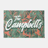 Tropische Blätter Skript Grüner Familienname Doorm Fußmatte (Vorderseite)