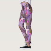 Tropische Blätter Sommer Lila Leggings (Links)