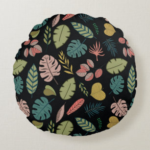 Tropische Blätter: Sommer Vintage Blüten Rundes Kissen
