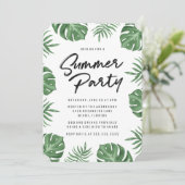 Tropische Blätter | Sommerliche Party Einladung (Stehend Vorderseite)