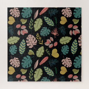 Tropische Blätter: Sommerliche Vintage-Blumen Puzzle