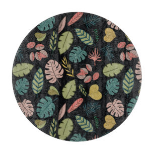 Tropische Blätter: Sommerliche Vintage-Blumen Schneidebrett
