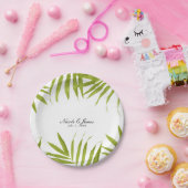 Tropische Blätter Sommerlicher Eleganter Hochzeits Pappteller (Party)