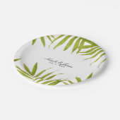 Tropische Blätter Sommerlicher Eleganter Hochzeits Pappteller (Schrägansicht)