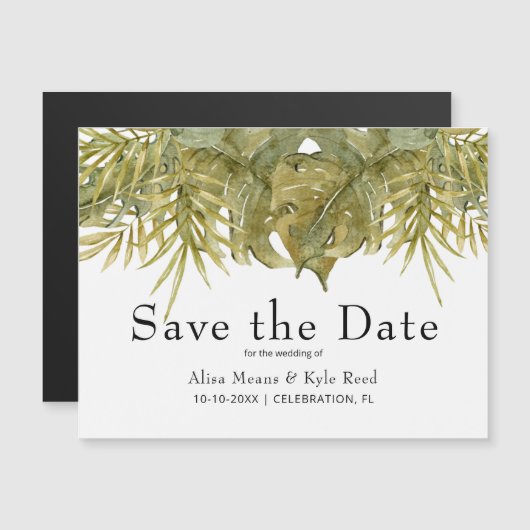 Tropische Blätter speichern das Datumsfenster Magnetkarte (Vorne/Hinten)