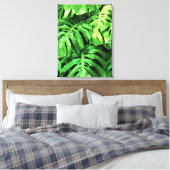 Tropische Blätter Splitleaf Philodendron, Grün Leinwanddruck (Insitu (Schlafzimmer))