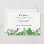 Tropische Blätter Strand Hochzeitsfeier Empfang Einladung (Vorderseite)