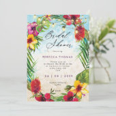 Tropische Blätter Strandbrücken-Dusche Einladung (Stehend Vorderseite)