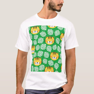 Tropische Blätter Tiger Kid Muster T-Shirt