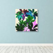 Tropische Blätter überzogene Canvas Leinwanddruck (Insitu (Holzboden))