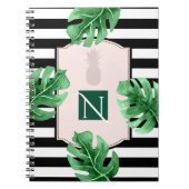 Tropische Blätter und Ananas Elegantes Chic Monogr Notizblock (Vorderseite)