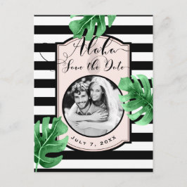 Tropische Blätter und Ananas-Foto Save the Date Ankündigungspostkarte