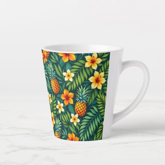 Tropische Blätter und Ananasmuster Milchtasse (Rechts)