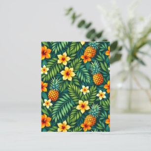Tropische Blätter und Ananasmuster Postkarte