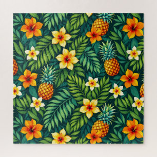 Tropische Blätter und Ananasmuster Puzzle