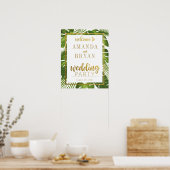 Tropische Blätter und Begrüßungszeichen Poster (Küche)