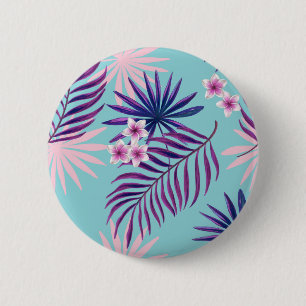 Tropische Blätter und Blume 2 Button