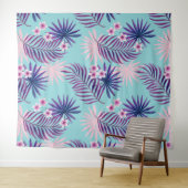 Tropische Blätter und Blume 2 Wandteppich (Beispiel (Horizontal))