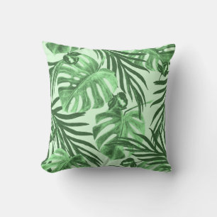 Tropische Blätter und Blume, Aquarellmuster. Kissen