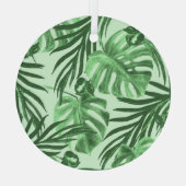 Tropische Blätter und Blume, Aquarellmuster. Ornament Aus Glas (Rückseite)