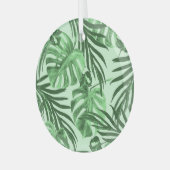 Tropische Blätter und Blume, Aquarellmuster. Ornament Aus Glas (Vorderseite links)